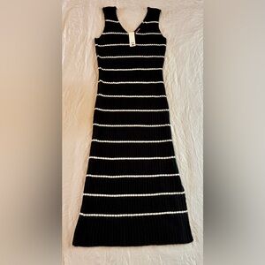 Francesca's Collections Black and White Striped Midi Sweater Dress